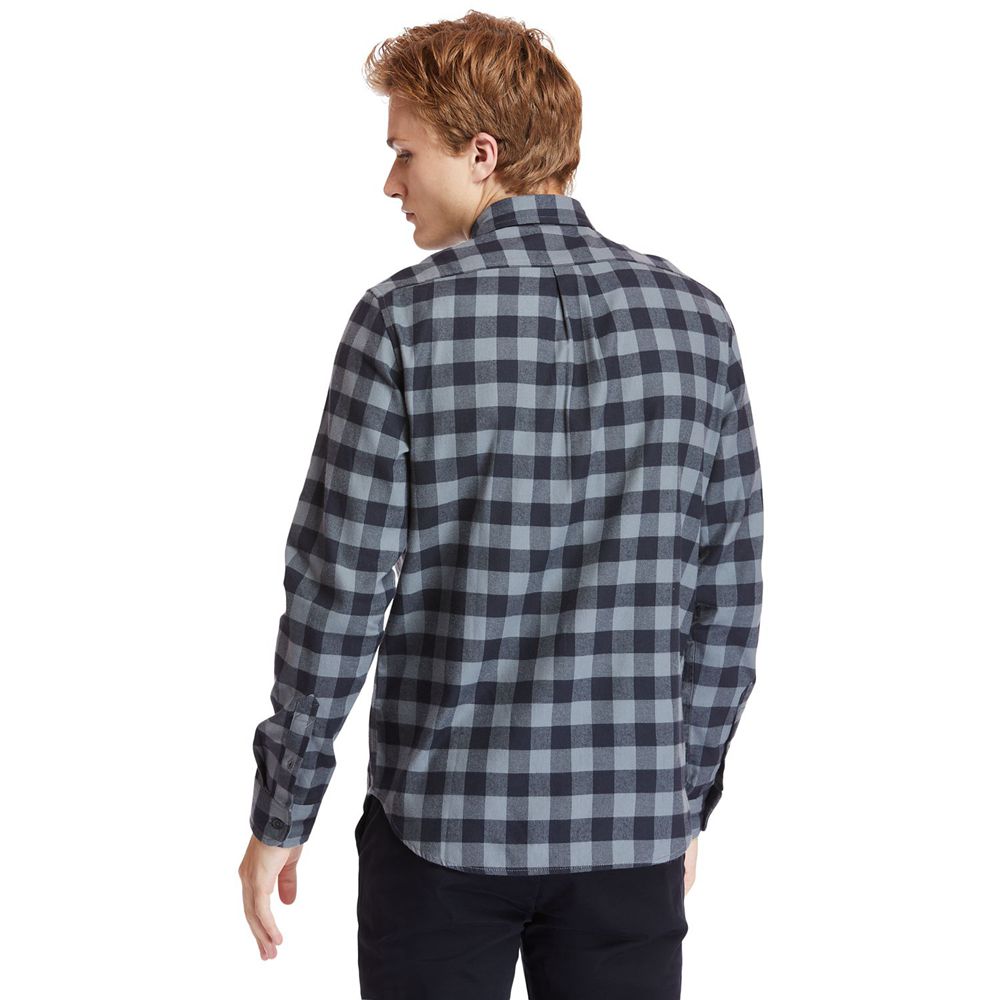 Camisa Timberland Argentina Hombre - Nashua River Long-Sleeve Flannel Check - Gris - DNQREF-960